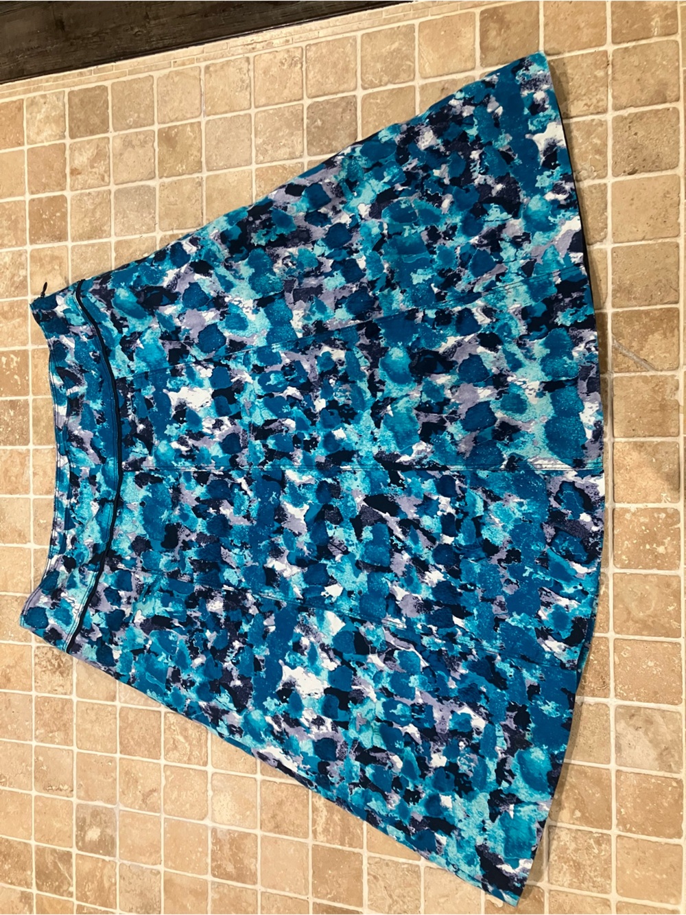 Ann Taylor Teal & Navy A-Line Skirt